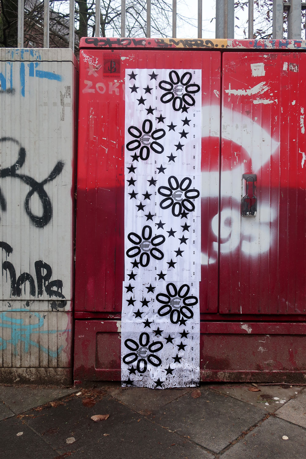 Claude Closky, ‘0 Euro,’ 2023, Bloom, Düsseldorf. Wallpaper, outdoor wall collage, giveaway prints, digital printing on A3 80g paper, variable dimensions. 